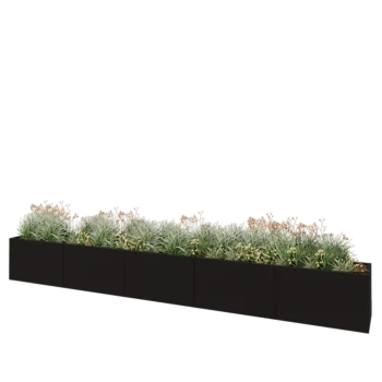 Steel planter XXL - Rectangle - 500 x 50 x 60 cm - RAL9005 matt (black) - With bottom plate