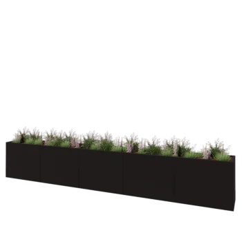 Steel planter XXL - Rectangle - 500 x 50 x 80 cm - RAL9005 matt (black) - Without bottom plate