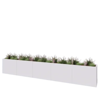 Steel planter XXL - Rectangle - 500 x 50 x 80 cm - RAL9005 matt (white) - With bottom plate