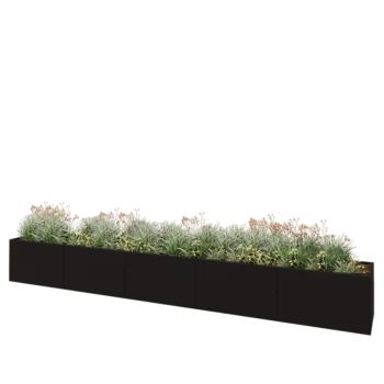 Steel planter XXL - Rectangle - 500 x 60 x 60 cm - RAL9005 matt (black) - With bottom plate