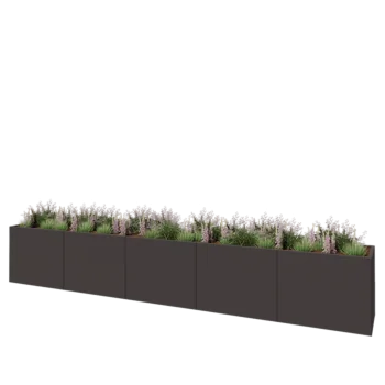 Steel planter XXL - Rectangle - 500 x 60 x 80 cm - RAL7016 matt (anthracite grey) - With bottom plate