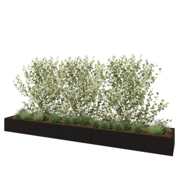 Steel planter XXL - Rectangle - 500 x 80 x 40 cm - RAL9005 matt (black) - With bottom plate