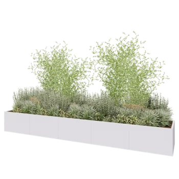Steel planter XXL - Rectangle - 500 x 80 x 60 cm - RAL9005 matt (white) - Without bottom plate