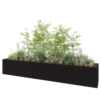 Steel planter XXL - Rectangle - 500 x 80 x 80 cm - RAL9005 matt (black) - Without bottom plate