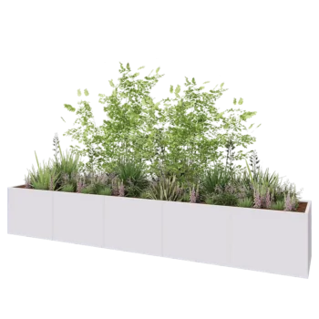 Steel planter XXL - Rectangle - 500 x 80 x 80 cm - RAL9005 matt (white) - Without bottom plate
