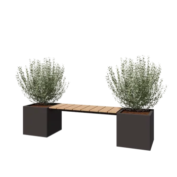 Steel planter - Square - 221,2 x 50 x 50 cm - RAL7016 matt (anthracite grey) - Without bottom plate - With garden bench