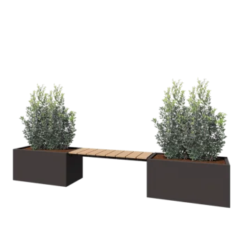 Steel planter - Rectangle - 321,2 x 50 x 50 cm - RAL7016 matt (anthracite grey) - With bottom plate - With garden bench