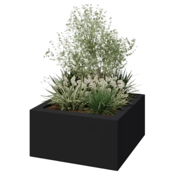 Fibreglass planter - Square - 80 x 80 x 40 cm - RAL7021 matt (black grey) - With bottom