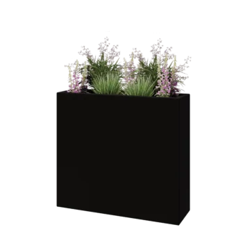 Fibreglass planter - Rectangle - 90 x 25 x 80 cm - RAL9005 matt (black) - With bottom