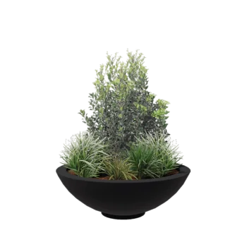 Fibreglass planter - Bowl - Ø 120 x 40 cm - RAL7021 matt (black grey) - With bottom