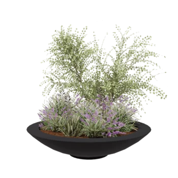 Fibreglass planter - Bowl - Ø 153 x 34 cm - RAL7021 matt (black grey) - With bottom