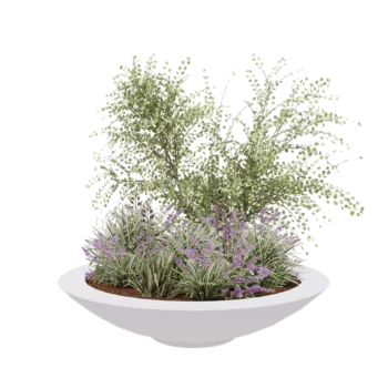 Fibreglass planter - Bowl - Ø 153 x 34 cm - RAL9010 matt (white) - With bottom