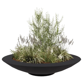 Fibreglass planter - Bowl - Ø 200 x 40 cm - RAL7021 matt (black grey) - With bottom
