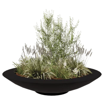 Fibreglass planter - Bowl - Ø 200 x 40 cm - RAL9005 matt (black) - With bottom