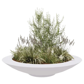 Fibreglass planter - Bowl - Ø 200 x 40 cm - RAL9010 matt (white) - With bottom
