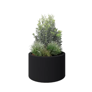Fibreglass planter - Round - Ø 100 x 60 cm - RAL7021 matt (black grey) - With bottom