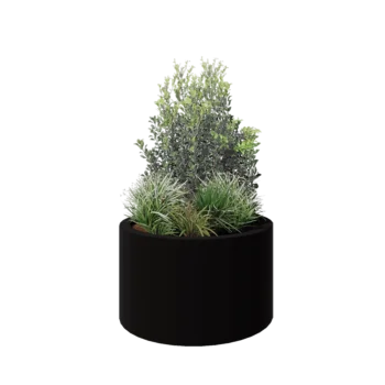 Fibreglass planter - Round - Ø 100 x 60 cm - RAL9005 matt (black) - With bottom