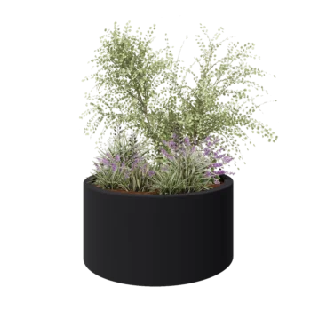 Fibreglass planter - Round - Ø 120 x 60 cm - RAL7021 matt (black grey) - With bottom