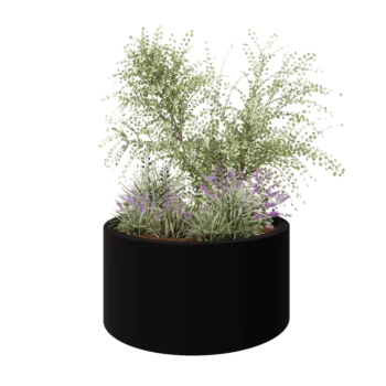 Fibreglass planter - Round - Ø 120 x 60 cm - RAL9005 matt (black) - With bottom