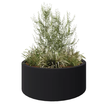 Fibreglass planter - Round - Ø 150 x 60 cm - RAL7021 matt (black grey) - With bottom