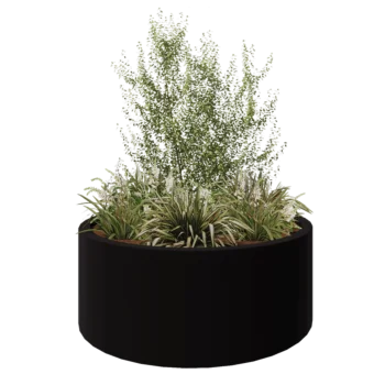 Fibreglass planter - Round - Ø 150 x 60 cm - RAL9005 matt (black) - With bottom