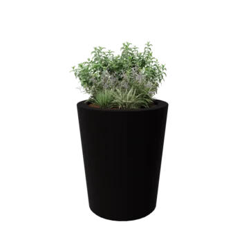Fibreglass planter - Cone - Ø 89 x 100 cm - RAL9005 matt (black) - With bottom