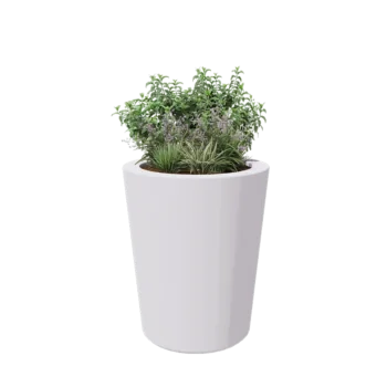Fibreglass planter - Cone - Ø 89 x 100 cm - RAL9010 matt (white) - With bottom