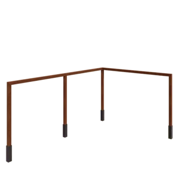 Corten steel pergola - Corner - 600 x 412 x 242 cm - With concrete base
