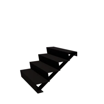 Steel garden stairs - 4-steps - 96 x 100 x 68 cm - RAL9005 matt (black)