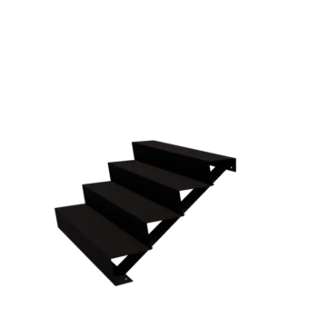 Steel garden stairs - 4-steps - 96 x 120 x 68 cm - RAL9005 matt (black)