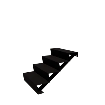 Steel garden stairs - 4-steps - 96 x 80 x 68 cm - RAL9005 matt (black)